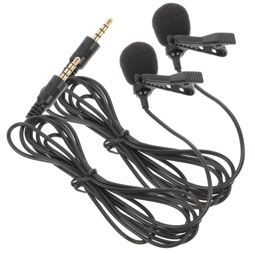 BAZEITFLOW 2pcs Clip Lapel Microphone for Lectures Recording and Vlogging Lavalier Mic Connector Portable and Design for Teachers and Content