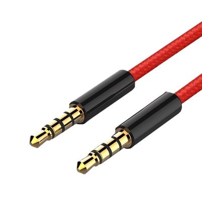 YWZBQL Wen ST Audio AUX Cable 3.5mm Ja-ck Cable 4 Poles Nylon Braided Headphones AUX Extension Cable for Microphone Car MP3 MP4(Silver,0.5M)