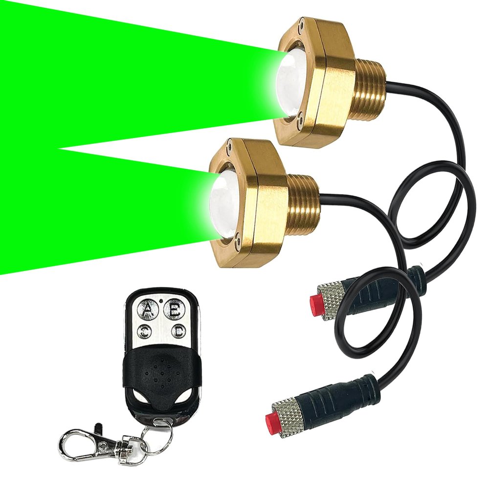 Kingshowstar 2Pcs Green Standard 1/2" NPT Boat Drain Plug Light with APP RF Remote ControlUnderwater LED Boat Light,40W 4100LM IP68 Waterproof Smart Cooling System for Yachts, Kayaks