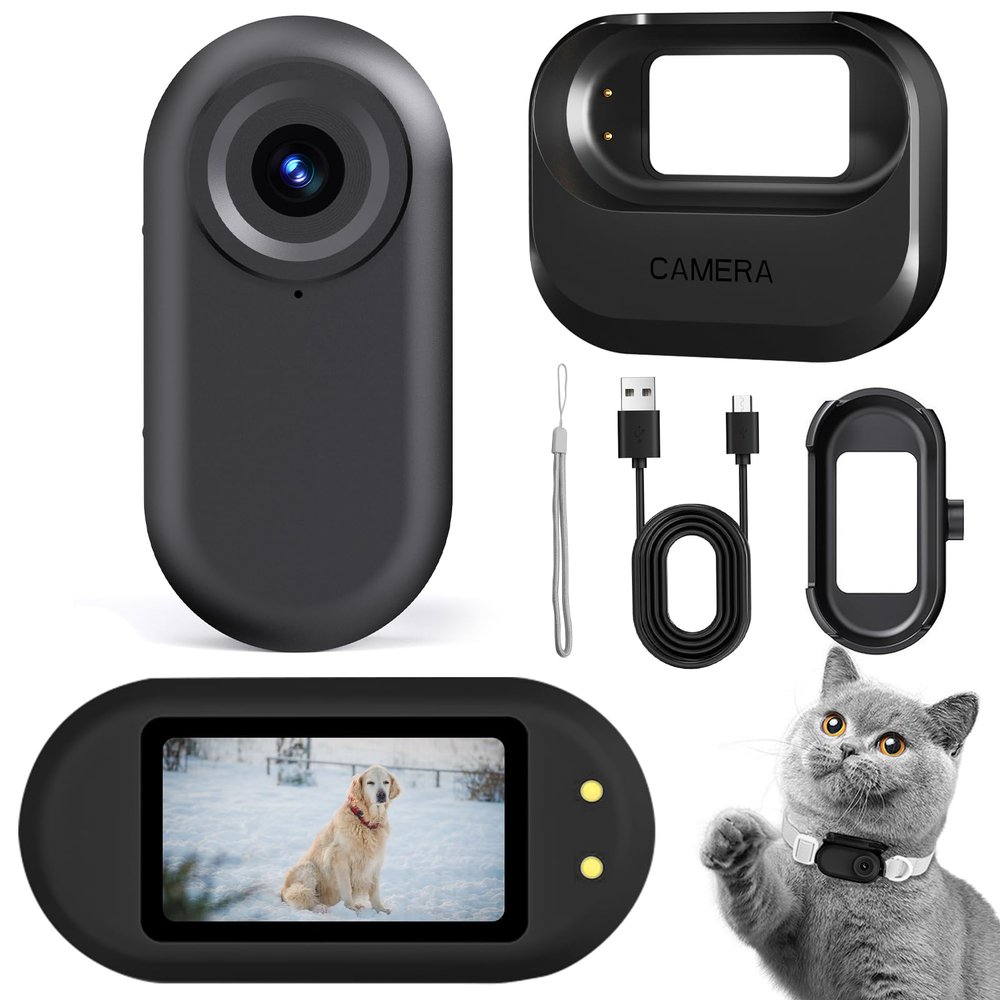 KDNRHE Mini Body Camera, 1080p Wearable Thumb Size Cam with Charging Case, Pet Camera, POV Cam with Motion Detection, Photo Shooting, Video Recording for Cat, Dog, Sport, Waterproof, Black