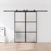 84 x 84 in Metal and Glass Sliding Double Barn Door with Installation Hardware Kit (Soft-Close Included) view 2