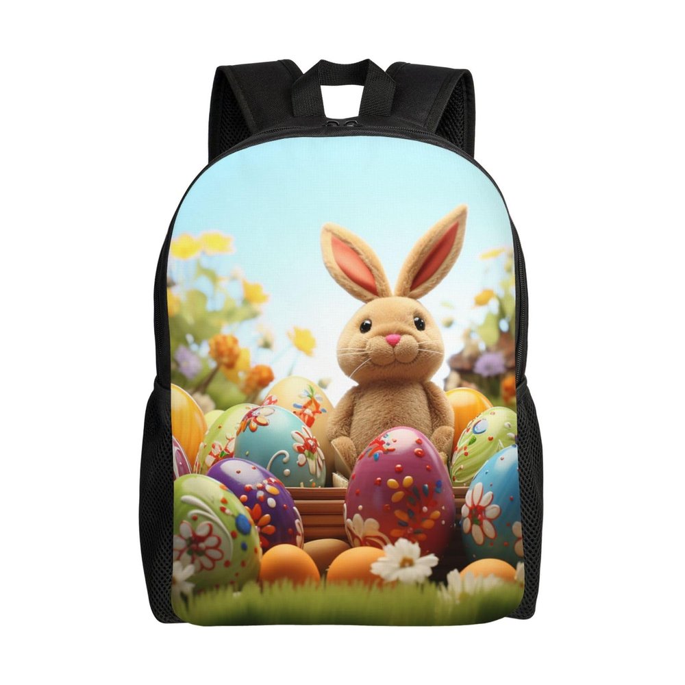 GTKSYNVE Easter Colorful Eggs Travel Backpack for Women Men Large Laptop Bag 16.1Inch College Bag Casual Daypack
