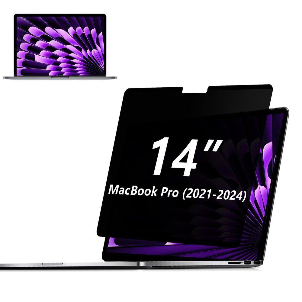 Adeway Privacy Screen for MacBook Pro 14 Inch (20212024,M1-M4,Pro,Max), Anti-Spy Screen, Filter Blue Light, Easy Snap-On, Matte Anti-Glare, Blocks Blue & UV Light, Slim & Travel-Friendly Design