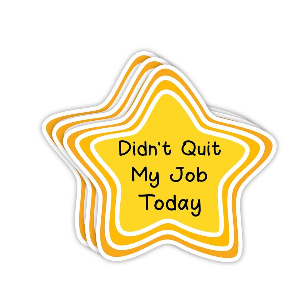 (3pcs) Didn't Quit My Job Today Sticker Funny Sayings Sarcastic Star Badge Inspirational Coworker Vinyl Decal Stickers for Tumbler Laptop Water Bottles Tablet Books Phone - Size 3x2.8