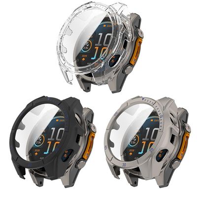 3 Pack Hard Case with Screen Protector for Garmin Tactix 8 Solar 47mm 51mm, Ultra-thin PC Protective Case Shockproof Anti-Scratch Cover (Clear/Black&blue/Dark Gray, Garmin Tactix 8 Solar 47mm)