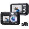 Underwater Camera, Selfie Dual Screens 4K 48MP 11FT Autofocus Waterproof Digital Camera for Snorkeling,16X Zoom, 64GB Card, 2 Batteries, Fill Light (Black) view 1