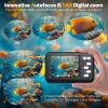 Underwater Camera, Selfie Dual Screens 4K 48MP 11FT Autofocus Waterproof Digital Camera for Snorkeling,16X Zoom, 64GB Card, 2 Batteries, Fill Light (Black) view 3