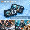 Underwater Camera, Selfie Dual Screens 4K 48MP 11FT Autofocus Waterproof Digital Camera for Snorkeling,16X Zoom, 64GB Card, 2 Batteries, Fill Light (Black) view 4