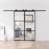 48 x 84 in Metal and Glass Sliding Double Barn Door with Installation Hardware Kit (Soft-Close Included) view 2