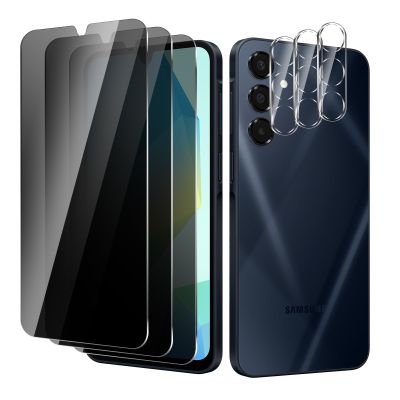 BIESHKJ 3 Pack For Samsung Galaxy A16 Privacy Screen Protector + 3 Pack Camera Lens Protector, 9H Hardness Anti-Spy Tempered Glass, Scratch-Resistant (Samsung Galaxy A16)