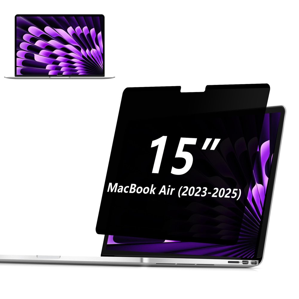 Adeway Privacy Screen for MacBook Air 15 Inch (20232025, M2, M3, M4), Anti-spy, Magnetic Attachment with Nano Adhesive, Blue Light Reduction & Anti-Glare, Ideal for Office and Travel Use
