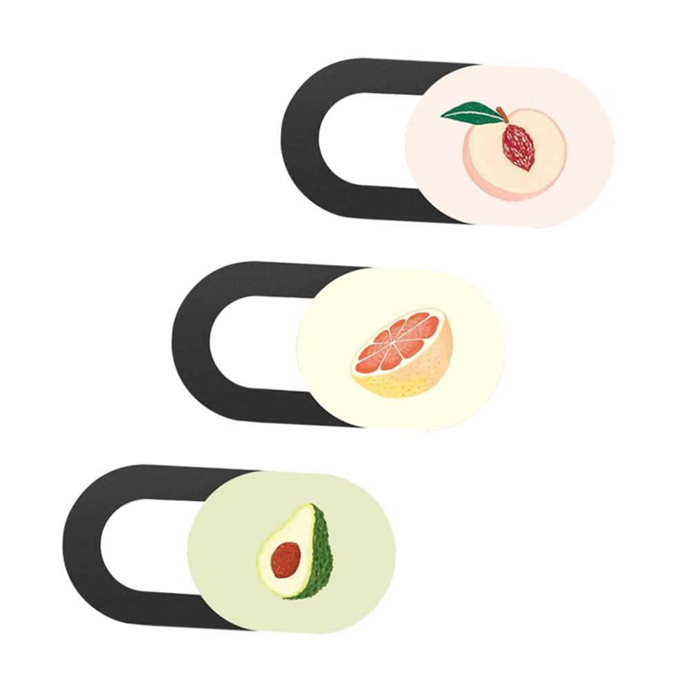 Angoily 3pcs Webcam Privacy Cover Set for Laptops Colorful Fruit Design Slide Mechanism Easy Installation Protects Your Privacy