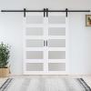 76 x 96 inch (Double 38x96 Door) Glass Barn Door with Sliding Hardware Kit,Fit 72-74in Wide Opening view 4