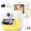 DITUPAN Kids Camera Instant Print for Christmas Birthday Gifts Age 5-12,Selfie Digital with 1080P Videos Toddler Portable Travel Toy 6 7 8 9 10 11 Year Old Boys Girls-Yellow view 1