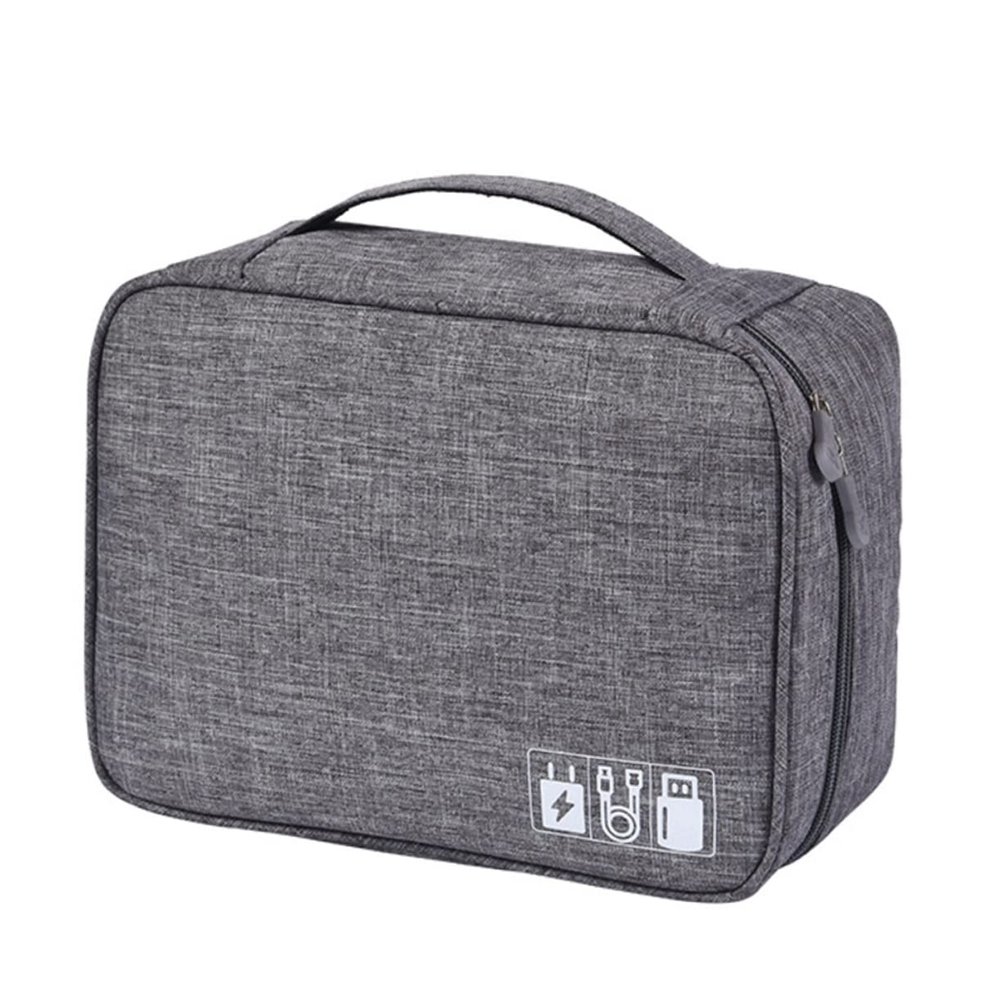 Holibanna Travel Storage Bag for Data Cables Power Banks and Electronics Polyester Organizer Case for Grey