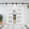 48 x 84 inch (Double 24x84 Door) Glass Barn Door with Sliding Hardware Kit,Fit 44-46in Wide Opening view 1