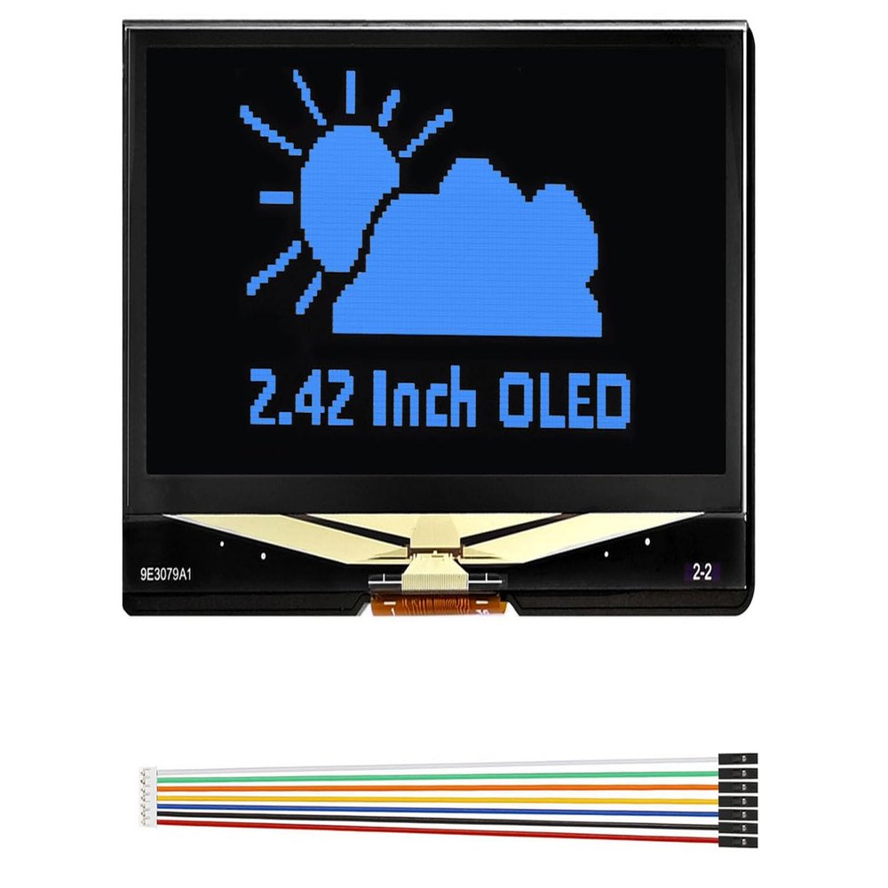 2.42 Inch OLED Display Module, 128x64 Pixels Blue SPI/I2C Screen for Arduino Raspberry Pi ESP32 STM32, SSD1309 Driver, 3.3V/5V Compatible