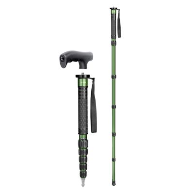 Camera Monopod, Aluminum Portable Compact Lightweight Travel Monopod with Carrying Bag, Walking Stick Handle, 6 Sections up to 61in, 10kg Load (Green)