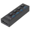 KONTONTY USB Hub with Independent High-Speed Data Transfer Black Us Plug Compact USB Concentrator for Computer and Power-Driven Devices Easy to Use and Expand view 1