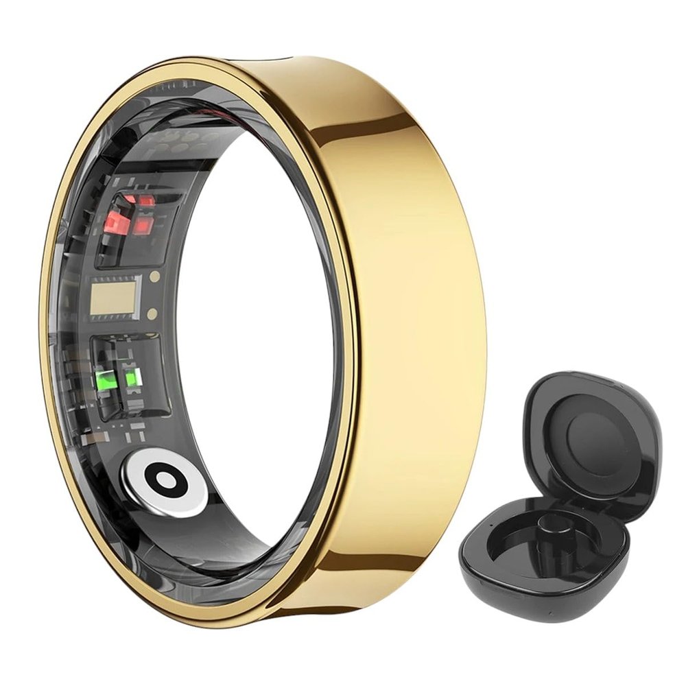 Gold|XXXL|Smart Ring R09 Heart Rate Blood Oxygen Sleep Trackering Fitnetss Waterproof 5ATM Smart Bluetuth 5.2 for Men Women New 2025 High Reliable Electronic Component