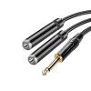 Audio Extension Cable Ja-ck 6.5mm Male to 2x6.5mm Female 1/4inch for Amplifier Microphone Mixer Guitar Bass(3.5-M to 2xTS-F,2M) view 2