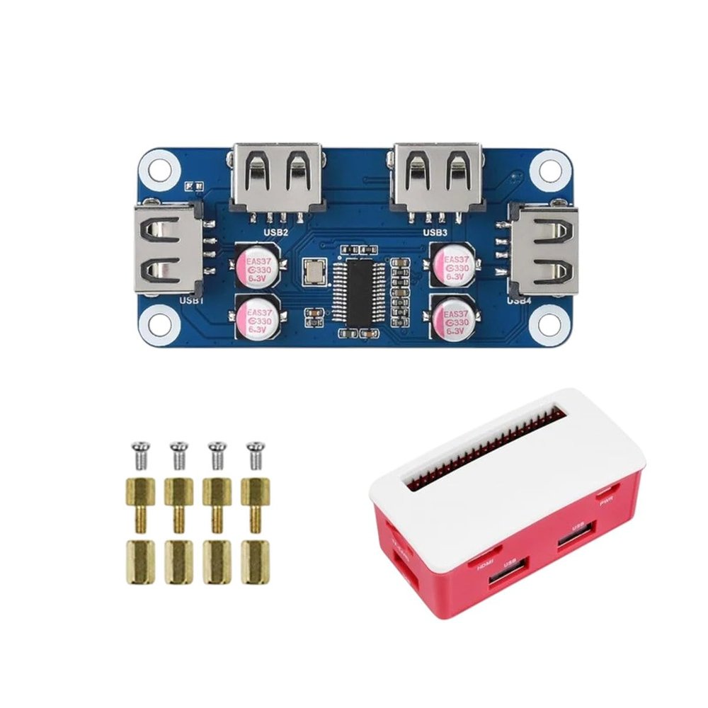 Board with Case|cn|Raspberry Pi Zero Ethernet USaB Hub Hat 4X 2.0 Ports Compatible for W Wh New 2025 High Reliable Electronic Component, Precision, Stable Performance