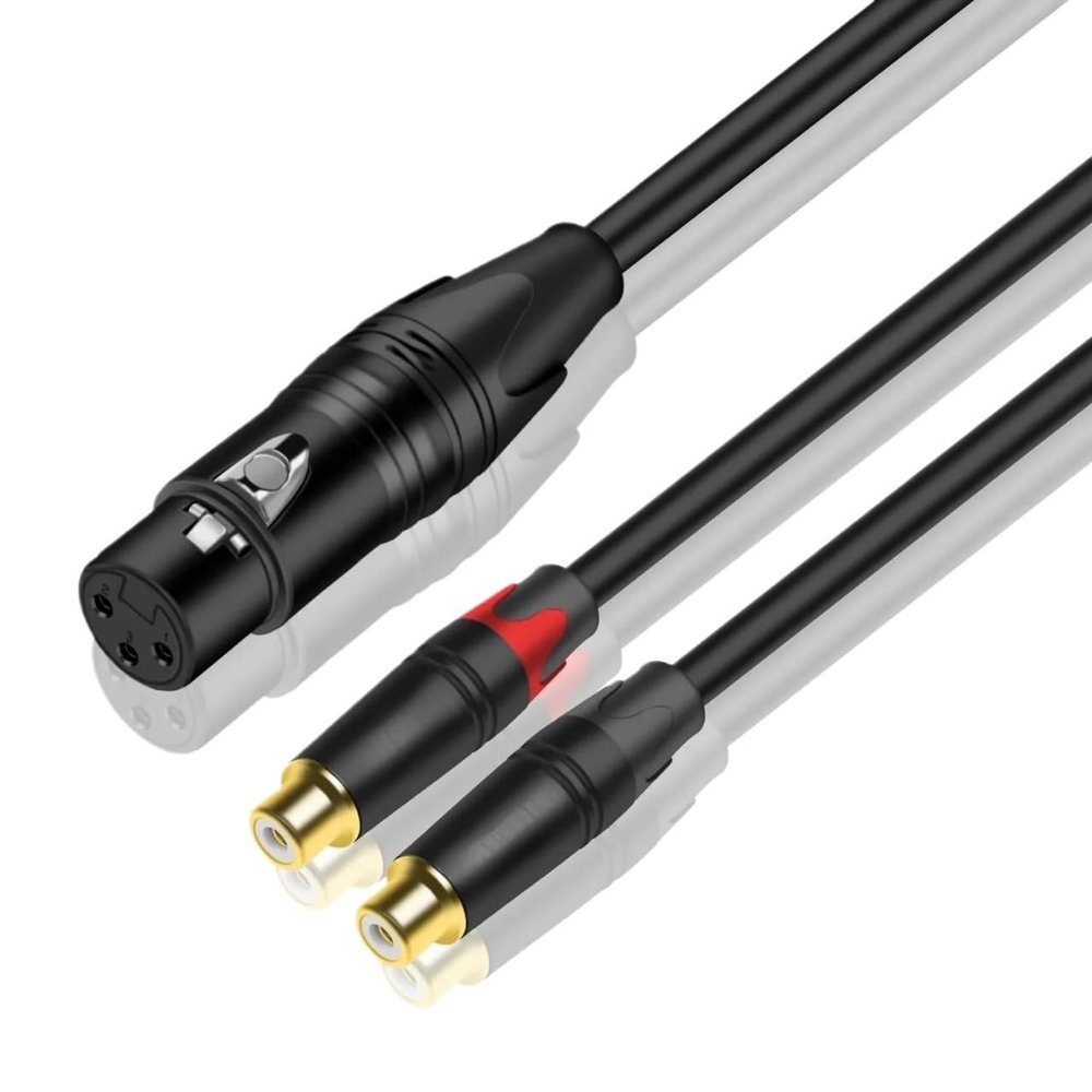 XLR Female to R/CA Female Cable Audio Interconnect Adapter Cable XLR to 2RCA Y-Cable Patch Cord for Amplifier Mic Mixer(1m)