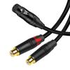 XLR Female to R/CA Female Cable Audio Interconnect Adapter Cable XLR to 2RCA Y-Cable Patch Cord for Amplifier Mic Mixer(1m) view 2