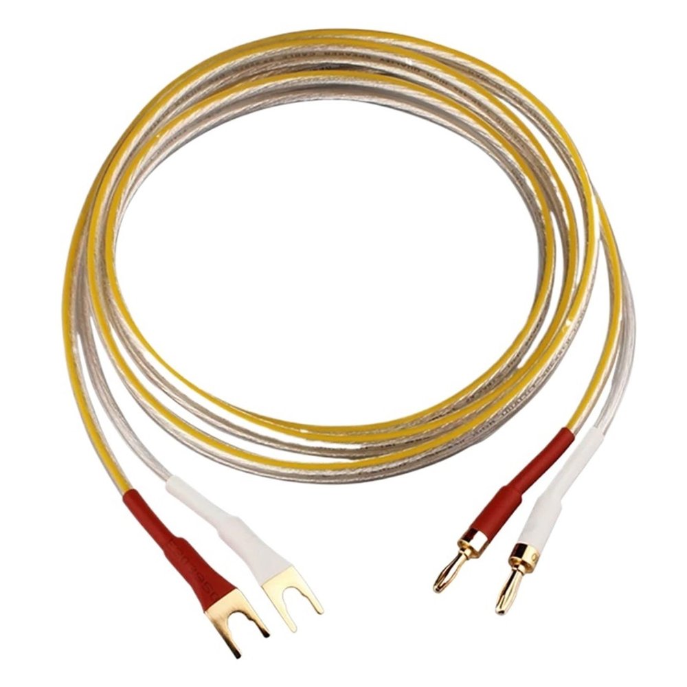 ACGTUY HiFi Silver-Plated Cable High-end 6N OFC Wire Compatible with The Amplifier Hi-fi Systems Y Plug Banana Plug Cable(1pcs-Banana to Y,3m)