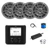 Marine Gauge Style Bluetooth AM/FM Radio Receiver, 4X 6.5 180 Watt 2-Way Multi-Element Audio Speakers (Gray), Wire, Antenna, 4-Channel 450W Amplifier w/Kit view 1