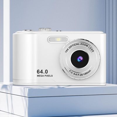 4K Digital Camera for Photography, 64MP Vlogging Camera, 2.8in Screen, 16X Zoom, Portable Point and Shoot Retro Video Recording Camera for Travel (White)