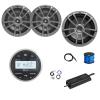Marine Gauge Style Bluetooth AM/FM Receiver, 2X 6.5 180 Watt 2-Way Multi-Element Audio Speakers (Gray), Wire, Antenna, 10" Subwoofer, 4-Channel 450W Amplifier w/Kit view 1