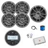 Marine Gauge Style Bluetooth AM/FM Receiver, 4X 6.5 180 Watt 2-Way Multi-Element Audio Speakers (Gray), Wire, Antenna, 10" Subwoofer, 4-Channel Amplifier w/Kit view 1