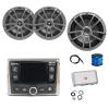 Infinity Marine Gauge Style Bluetooth AM/FM/WB Radio, 2X 6.5 180 Watt 2-Way Multi-Element Audio Speakers (Gray), Wire, Antenna, 10" Subwoofer, 4-Channel Amplifier w/Kit view 1