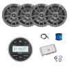 Marine Gauge Style Bluetooth AM/FM Receiver, 4X 6.5 180 Watt 2-Way Multi-Element Audio Speakers (Gray), Wire, Antenna, 4-Channel Amplifier w/Kit view 1