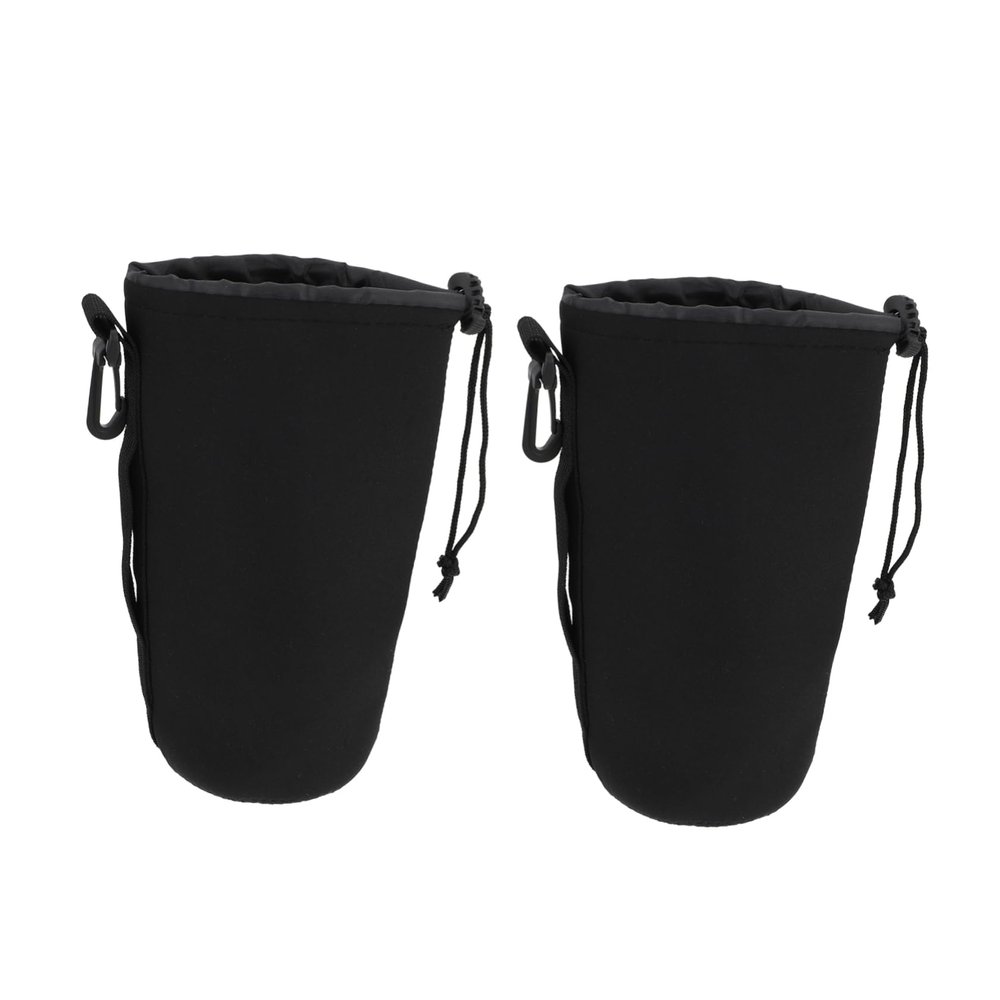 HOMOBABE 2pcs Xl Neoprene Camera Lens Pouch Bag Shockproof Thermal Insulation Protector for Lens Drawstring Design for and Professional Photography Accessories