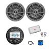 Marine Gauge Style Bluetooth AM/FM/WB Radio, 2X 6.5 180 Watt 2-Way Multi-Element Audio Speakers (Gray), Wire, Antenna, 4-Channel Amplifier w/Kit view 1