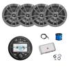 Marine Gauge Style Bluetooth AM/FM/WB Radio, 4X 6.5 180 Watt 2-Way Multi-Element Audio Speakers (Gray), Wire, Antenna, 4-Channel Amplifier w/Kit view 1
