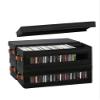 Coorganisers 4 Packs CD Storage Box with Visible Window, Stackable CD Case Holder with Dustproof Lid and Handles, Holds Up to 148 CDs in Full Jewel Cases-15.75 x 6.10 x 5.31 Inches-Black view 1