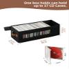 Coorganisers 4 Packs CD Storage Box with Visible Window, Stackable CD Case Holder with Dustproof Lid and Handles, Holds Up to 148 CDs in Full Jewel Cases-15.75 x 6.10 x 5.31 Inches-Black view 2