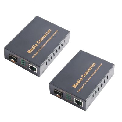 WSOLDMA 10G SFP Media Converter - 1 SFP to 1 RJ45 Transceiver, 10Gbps Fiber Optic Switch with 10KM/20KM/40KM LC SFP Module (2PCS)