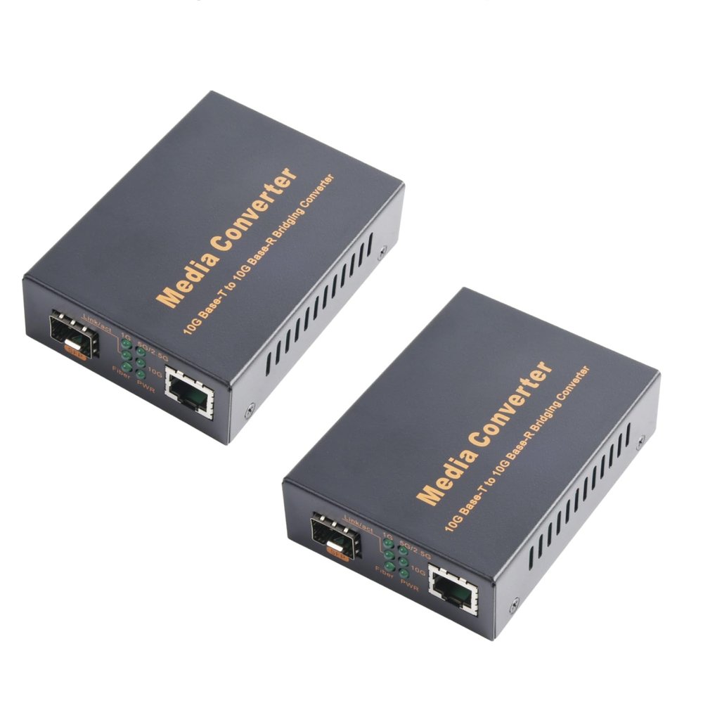 WSOLDMA 10G SFP Media Converter - 1 SFP to 1 RJ45 Transceiver, 10Gbps Fiber Optic Switch with 10KM/20KM/40KM LC SFP Module (2PCS)