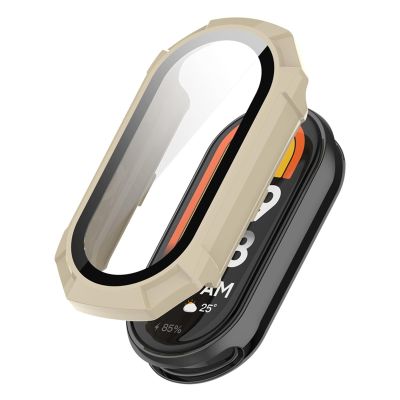 FFHDJL Case Glass for Xiaomi Mi Band 9 Anti Scratch Protective Cover All-Around PC Screen Protector Bumper for Mi Band 9 Cover Shell Watch Case(White-1)