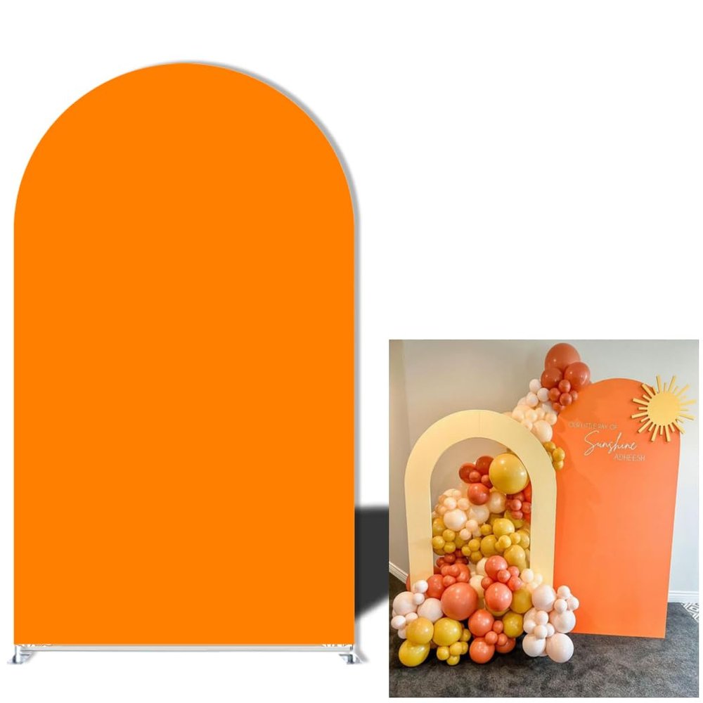 Here Comes The Son Boho Orange Sunrise Arch Backdrop Cover for Boy Baby Shower Birthday Party Decoration,Neutral Chiara Arched Rainbow Background (GX-285,2.2x5ft(67x150cm))