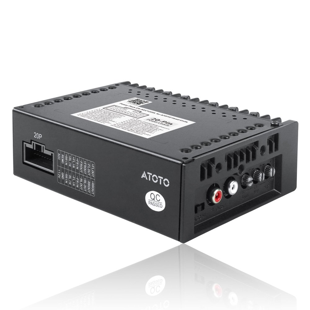ATOTOZONE CA-AEC122DL Compact Car Amplifier with 6.5ft/2m Power Cable, Class D, TI TPA3221, 4-Channel, RMS 4x60W, Customizable EQ, Compatible with Select ATOTOZONE Car Stereos