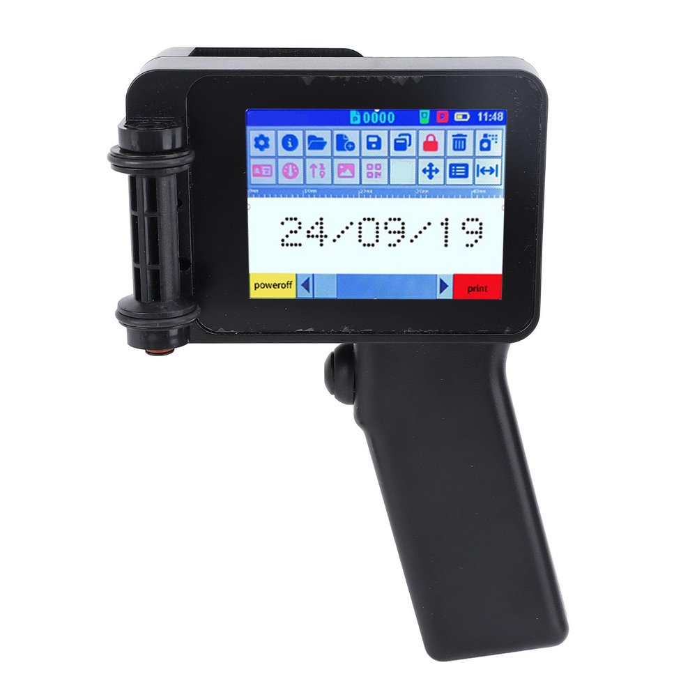 Asixxsix Handheld Inkjet Printer Gun, 600DPI Small Portable Inkjet Printer with HD LED 4.3in Touch Screen for Text Logo QR Code Barcode Batch Number, Printing Height Adjustable