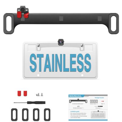 Backup Camera License Plate Mount - Upgrade Patent Design, Ultra Stable Stainless Steel Reverse Back Up Camera License Plate Mount, Universal Rear View Camera Mount Bracket