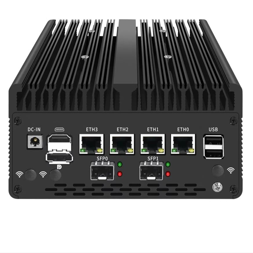 Fanless Mini PC I7-13620H with DDR5 M.2 Nvme 4*i226 2.5G LAN,USB,HDMI,DP,Type-c,Intel 82599ES 2 * 10G SFP+,WiFi,Micro Router Appliance, AES-NI, OPNsense,NO RAM NO SSD