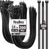 200 PCS Zip Ties 24 Inch Heavy Duty, Large Cable Ties 500lbs Tensile Strength, Black Zip Ties for Indoor and Outdoor Use, UV Resistant Wire Ties view 1