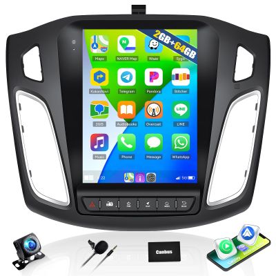 2G+64G Car Stereo Radio for Ford Focus 2012-2018 with Wireless CarPlay Android Auto, Android 13 Head Unit, 9.7" Touch Screen Car Radio with GPS Navigation Bluetooth RDS FM WiFi HD Backup Camera